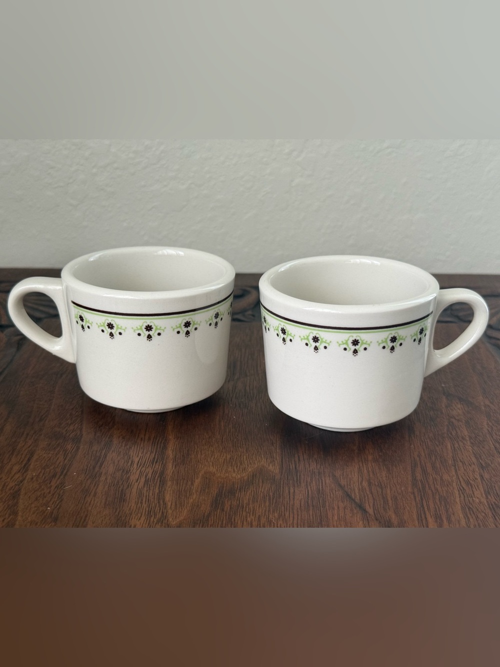 Vintage Shenango China Set of 2 Diner Coffee Mugs Floral Restaurant Ware